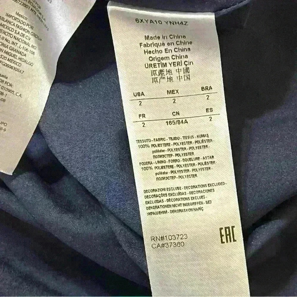 Armani Exchange Women's V Neck Fit And Flare Dress Navy Blue Size 2 - Picture 10 of 10